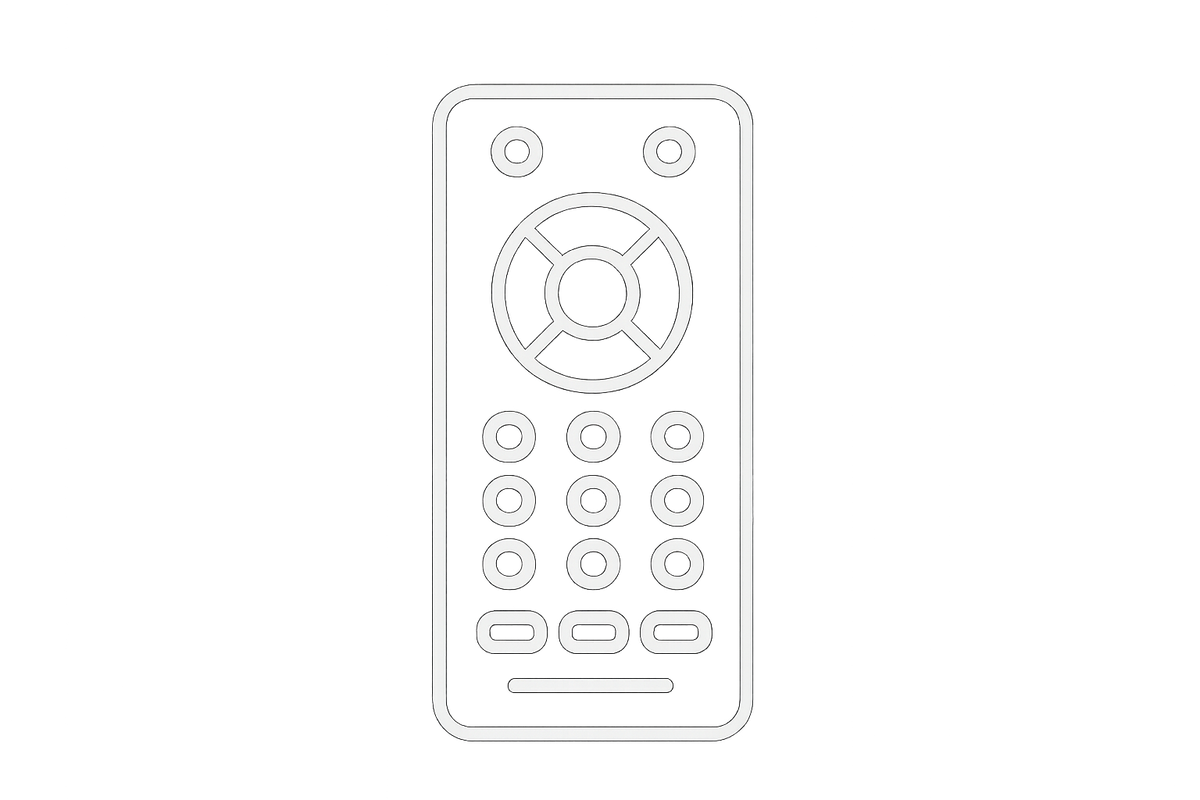 Generate me a backgroundless icon of a remote with white lines as the color of choice
