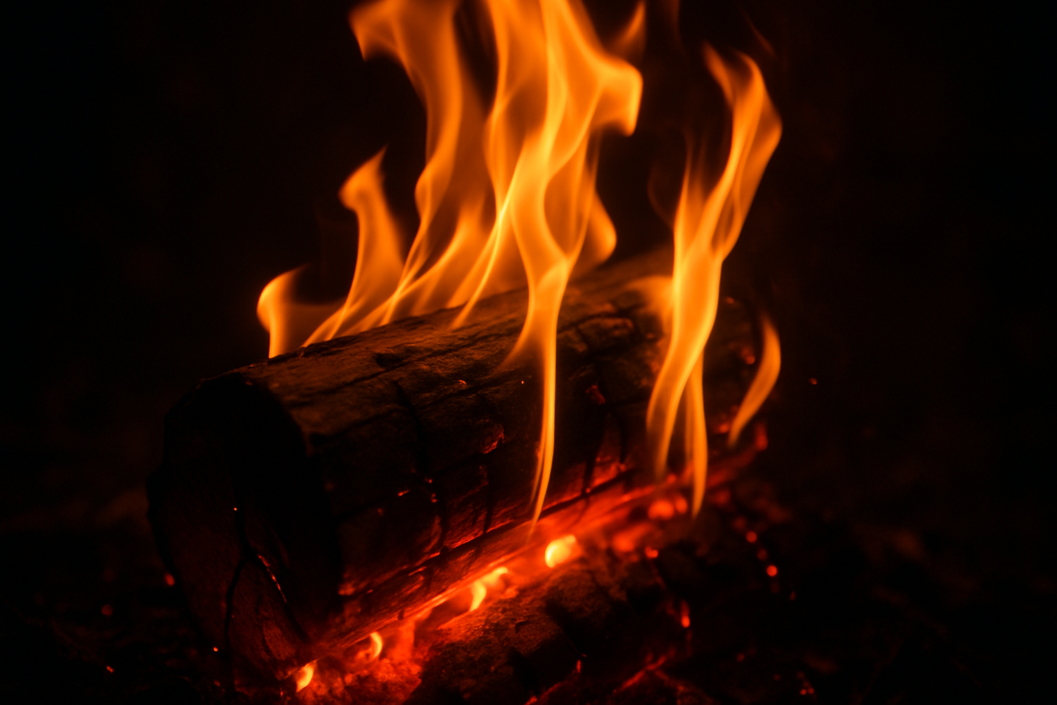 I want a picture of a wood piece on fire